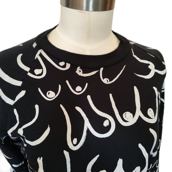 Gravel & Gold Women's Boobs Graphic Print Sweatshirt in Black Small - Picture 3 of 7